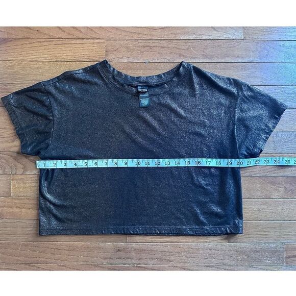 Victoria Secret Sport Black & Gold Shimmer Crop top Size XS Oversized - Picture 5 of 10